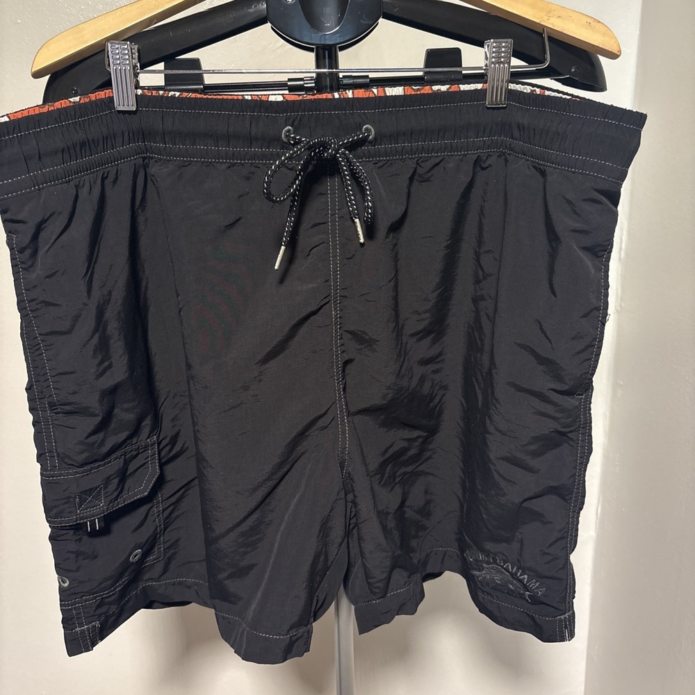 Tommy Bahama Mens XXL  Relax Lined Swim Board Shorts Black Embroidered‎ Fish
